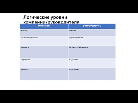 Логические уровни компании/руководителя