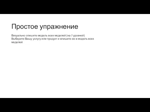 Простое упражнение Визуально опишите модель всех моделей (на 7 уровней)