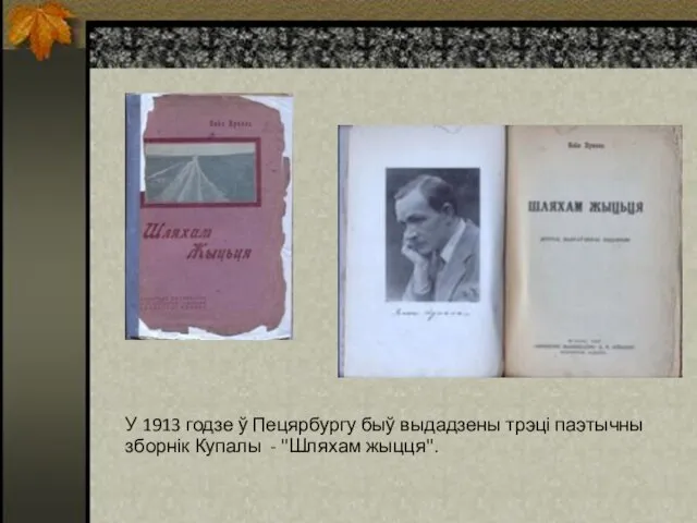 У 1913 годзе ў Пецярбургу быў выдадзены трэці паэтычны зборнік Купалы - "Шляхам жыцця".