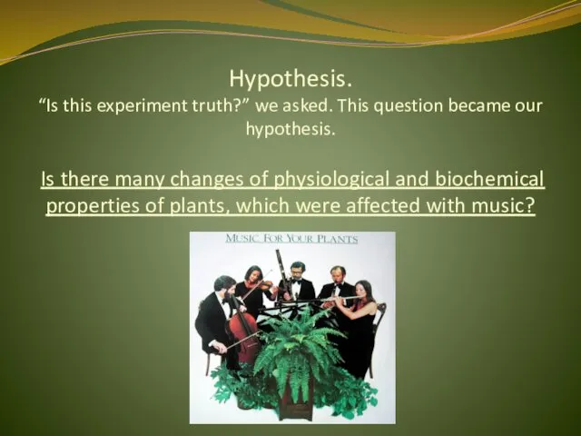 Hypothesis. “Is this experiment truth?” we asked. This question became