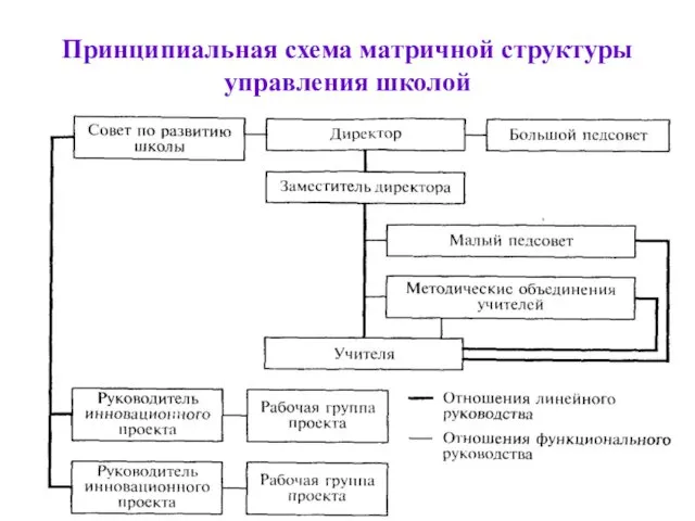 Принципиальная схема матричной структуры управления школой