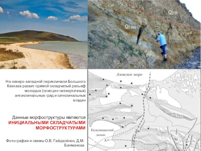 На северо-западной периклинали Большого Кавказа развит прямой складчатый рельеф молодых (плиоцен-четвертичных) антиклинальных гряд