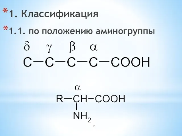 1. Классификация 1.1. по положению аминогруппы