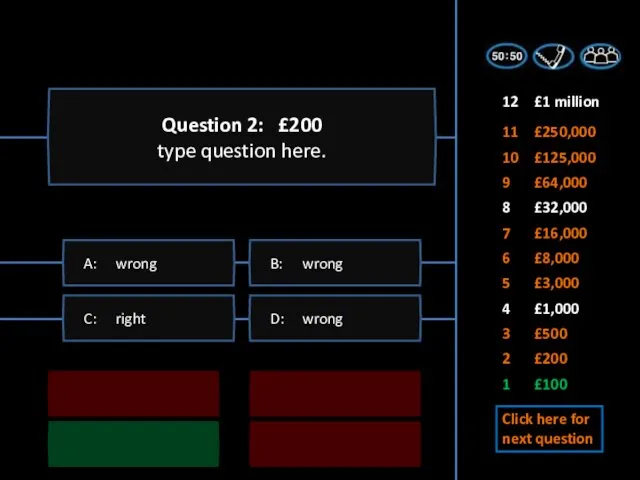 1 £100 2 £200 3 £500 5 £3,000 6 £8,000