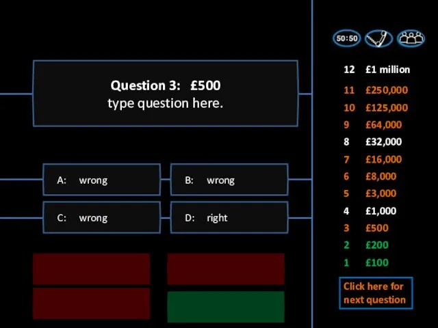 1 £100 2 £200 3 £500 5 £3,000 6 £8,000