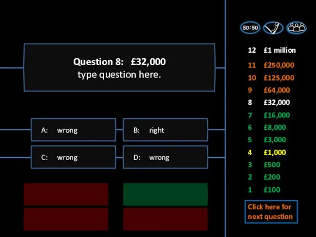 1 £100 2 £200 3 £500 5 £3,000 6 £8,000