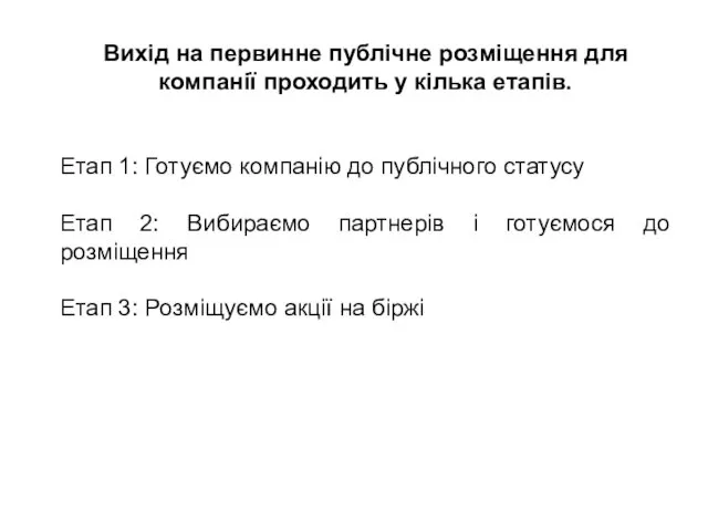 Вихід на первинне публічне розміщення для компанії проходить у кілька