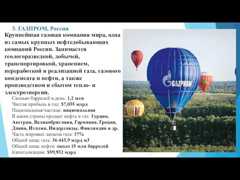 3. ГАЗПРОМ, Россия Крупнейшая газовая компания мира, одна из самых