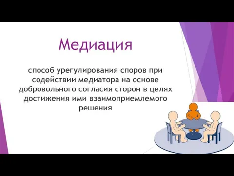 Медиация способ урегулирования споров при содействии медиатора на основе добровольного