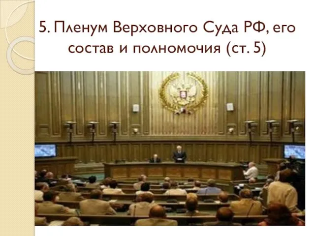 5. Пленум Верховного Суда РФ, его состав и полномочия (ст. 5)