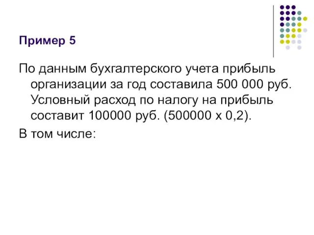 Пример 5 По данным бухгалтерского учета прибыль организации за год