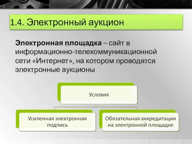 1.4. Электронный аукцион Электронная площадка – сайт в информационно-телекоммуникационной сети «Интернет», на котором проводятся электронные аукционы