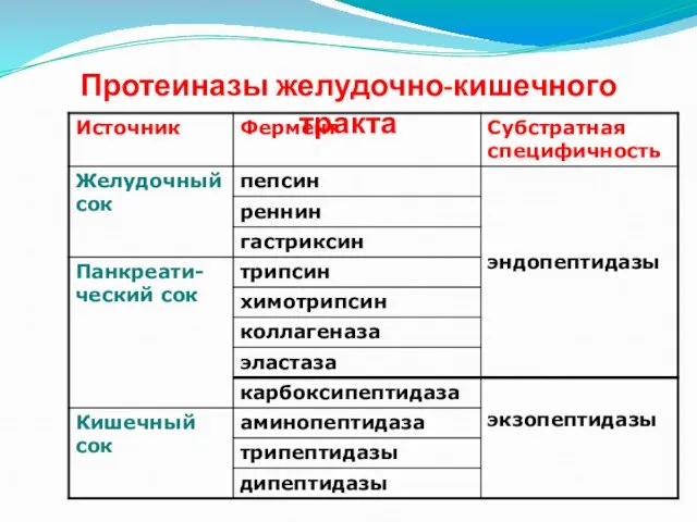 Протеиназы желудочно-кишечного тракта