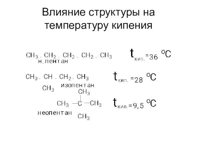 Влияние структуры на температуру кипения