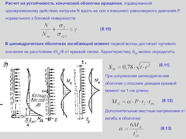 Расчет на устойчивость конической оболочки вращения, подверженной одновременному действию нагрузки