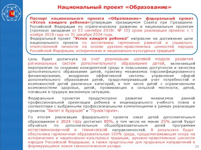 Национальный проект «Образование» Паспорт национального проекта «Образование» федеральный проект «Успех