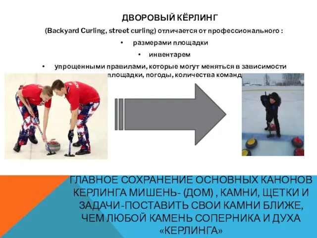 ДВОРОВЫЙ КЁРЛИНГ (Backyard Curling, street curling) отличается от профессионального :