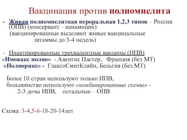 Вакцинация против полиомиелита Живая полиомиелитная пероральная 1,2,3 типов – Россия