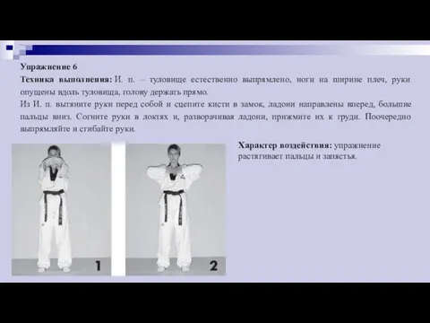 Упражнение 6 Техника выполнения: И. п. – туловище естественно выпрямлено,