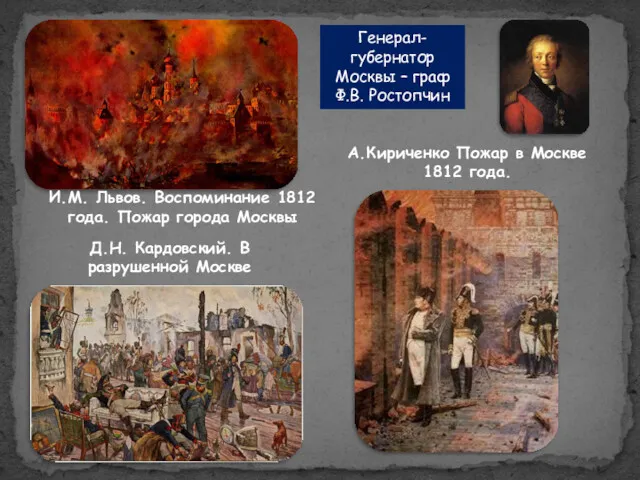 И.М. Львов. Воспоминание 1812 года. Пожар города Москвы А.Кириченко Пожар