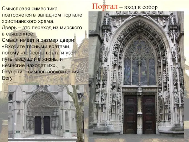 Портал – вход в собор Смысловая символика повторяется в западном