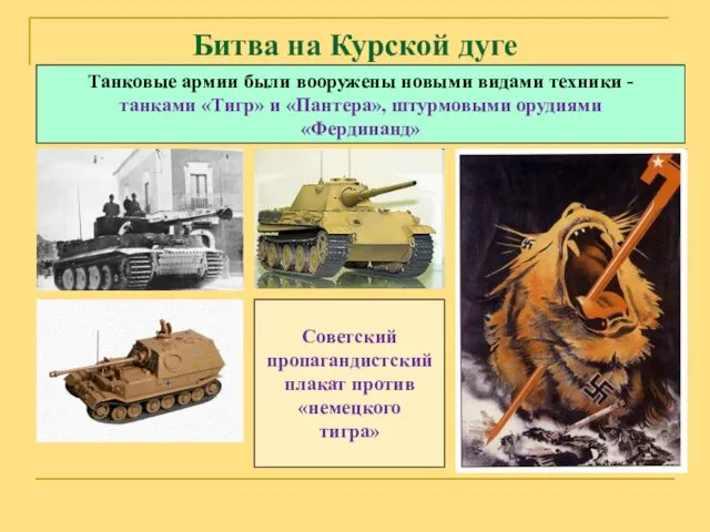 Битва на Курской дуге Танковые армии были вооружены новыми видами