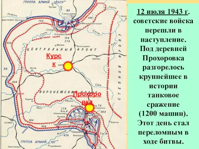 Прохоровка Курск 12 июля 1943 г. советские войска перешли в