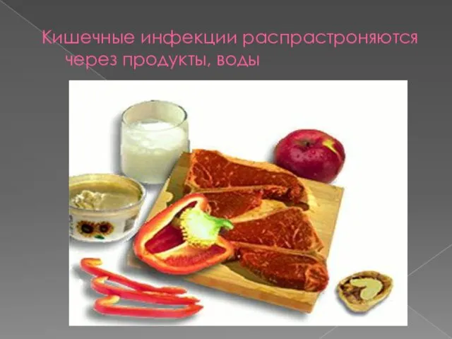 Кишечные инфекции распрастроняются через продукты, воды