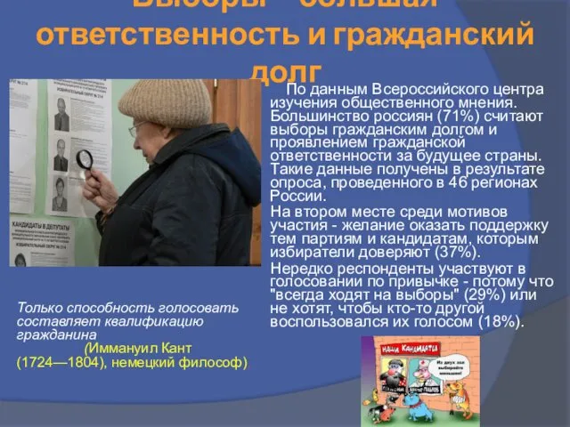 Выборы – большая ответственность и гражданский долг По данным Всероссийского