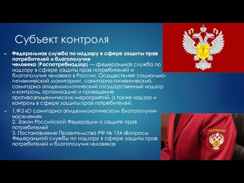 Субъект контроля Федеральная служба по надзору в сфере защиты прав