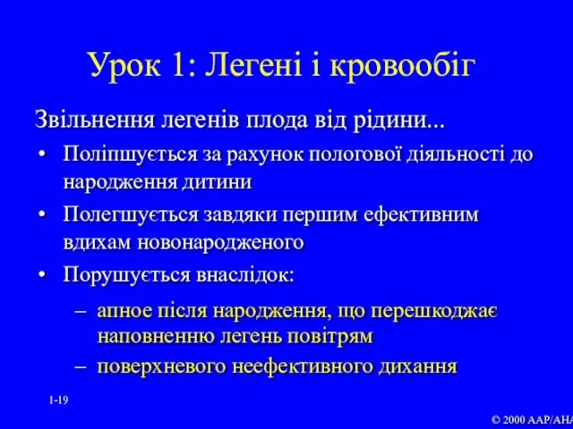 1- Звільнення легенів плода від рідини... Поліпшується за рахунок пологової