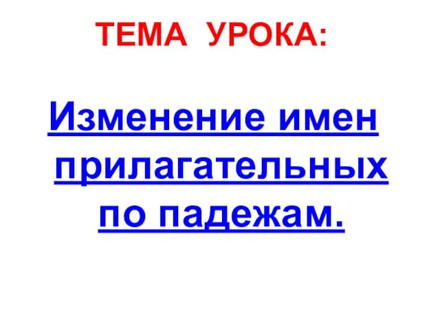 ТЕМА УРОКА: Изменение имен прилагательных по падежам.