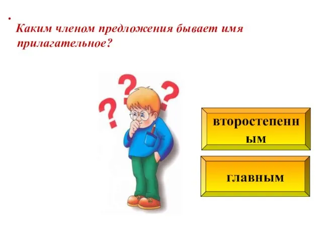 главным второстепенным . Каким членом предложения бывает имя прилагательное?