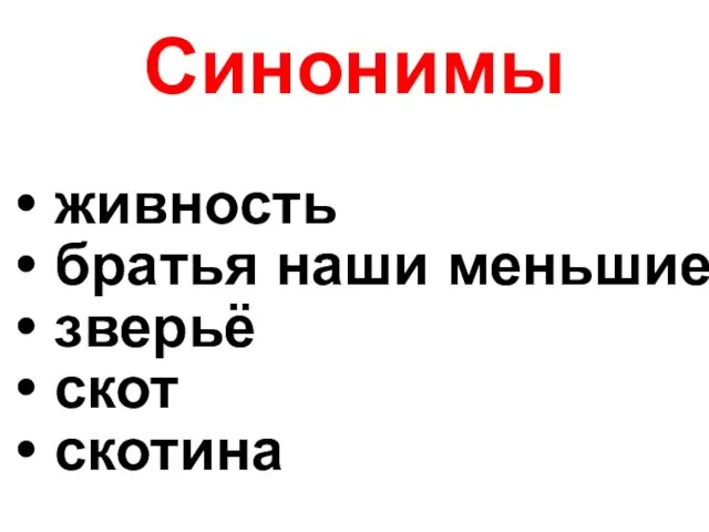 Синонимы живность братья наши меньшие зверьё скот скотина