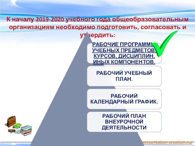 К началу 2019-2020 учебного года общеобразовательным организациям необходимо подготовить, согласовать и утвердить: