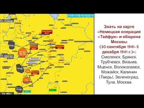 Знать на карте «Немецкая операция «Тайфун» и оборона Москвы (30