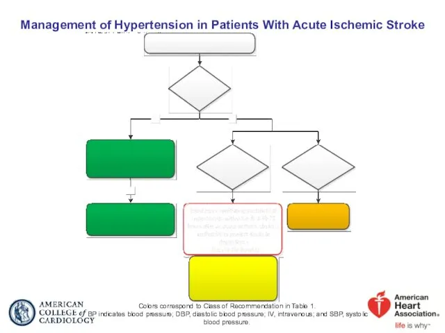Management of Hypertension in Patients With Acute Ischemic Stroke Colors correspond to Class