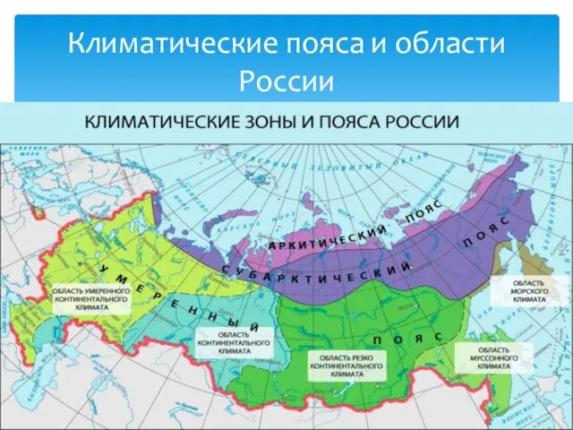 Климатические пояса и области России