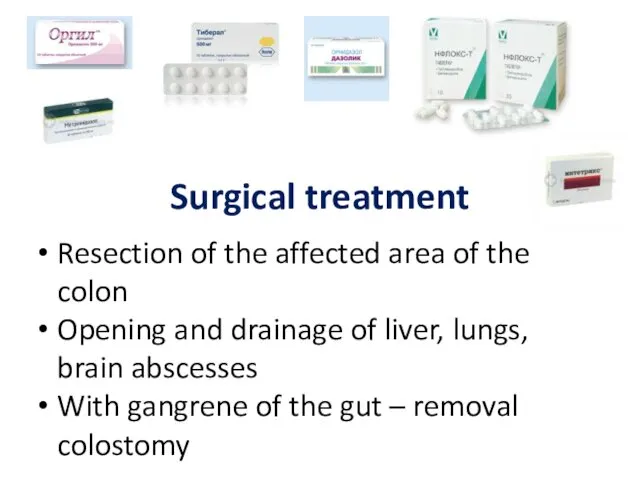 Surgical treatment Resection of the affected area of the colon
