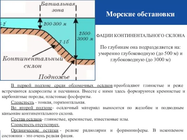 В первой подзоне среди обломочных осадков преобладают глинистые и реже