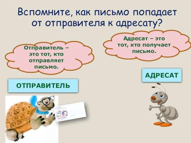 Вспомните, как письмо попадает от отправителя к адресату? ОТПРАВИТЕЛЬ Отправитель