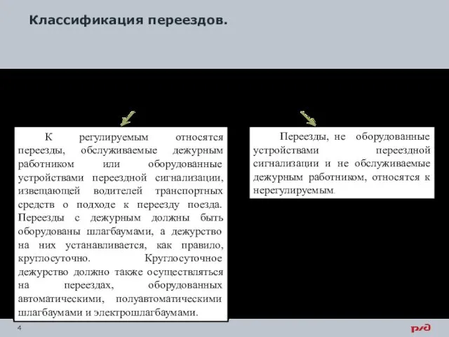 Классификация переездов. Железнодорожные переезды (далее – переезды) подразделяются на регулируемые