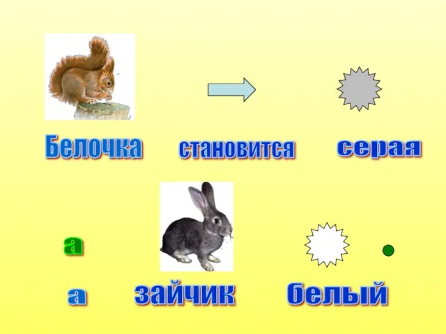 Белочка становится серая зайчик белый а а