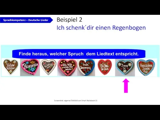 Beispiel 2 Ich schenk´dir einen Regenbogen Sprachkompetenz – Deutsche Lieder