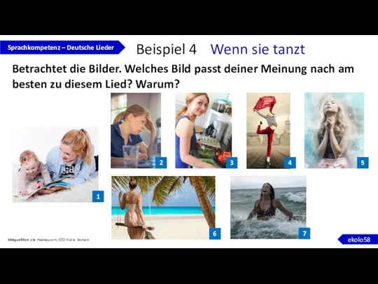 Sprachkompetenz – Deutsche Lieder ekolo58 Beispiel 4 Wenn sie tanzt