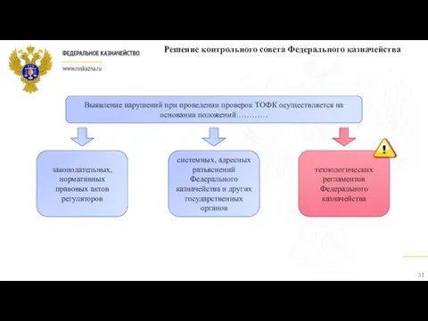 Решение контрольного совета Федерального казначейства Выявление нарушений при проведении проверок