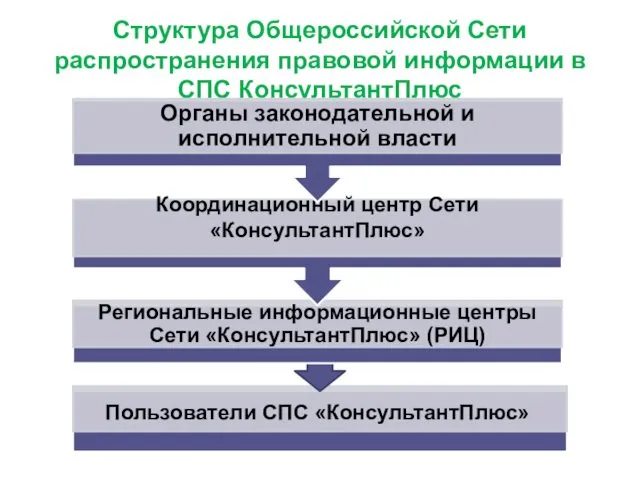 Структура Общероссийской Сети распространения правовой информации в СПС КонсультантПлюс Пользователи СПС «КонсультантПлюс»