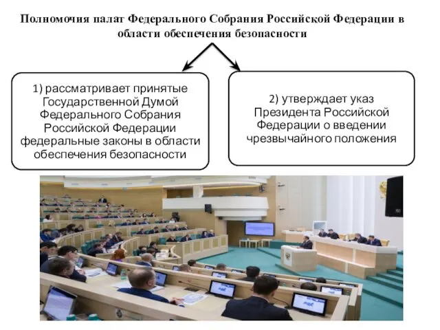 Полномочия палат Федерального Собрания Российской Федерации в области обеспечения безопасности