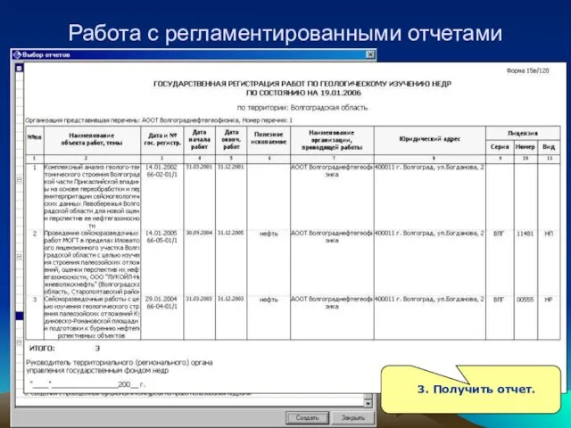 (С) НТФ Трисофт 2006 г. Работа с регламентированными отчетами Для