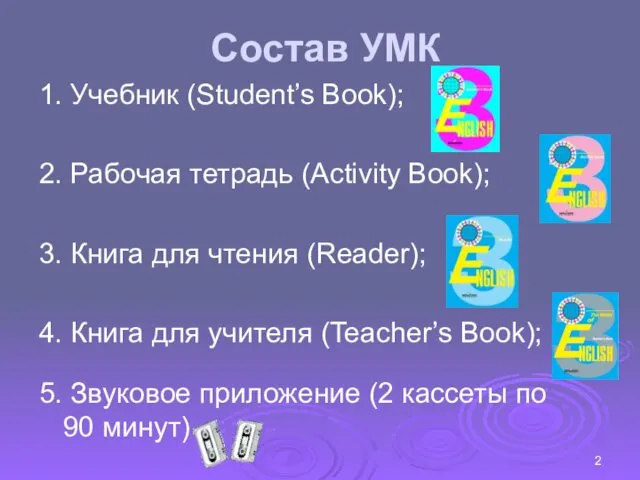 Состав УМК 1. Учебник (Student’s Book); 2. Рабочая тетрадь (Activity